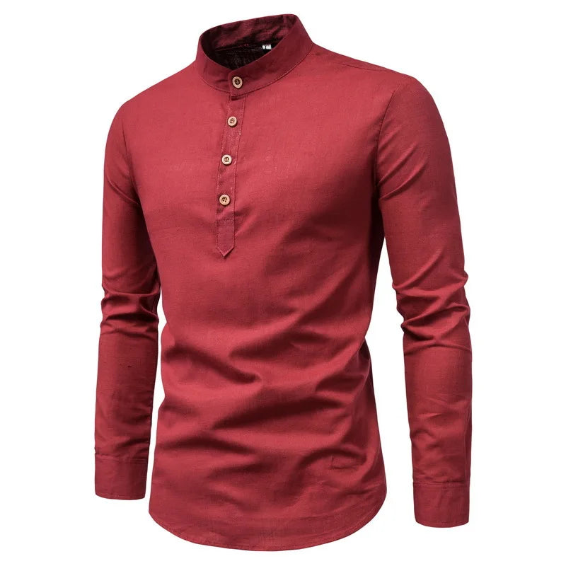 Men's Slim Fit Long Sleeve Cotton Polyester Shirt - Autumn Casual Business Blouse Top (Custom Logo Available)