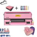 USA Warehouse PinkA3 DTF Printer 13'' with XP600 Head Pet Film Heat Transfer Machine for T-Shirt Dress Women's Clothes Design
