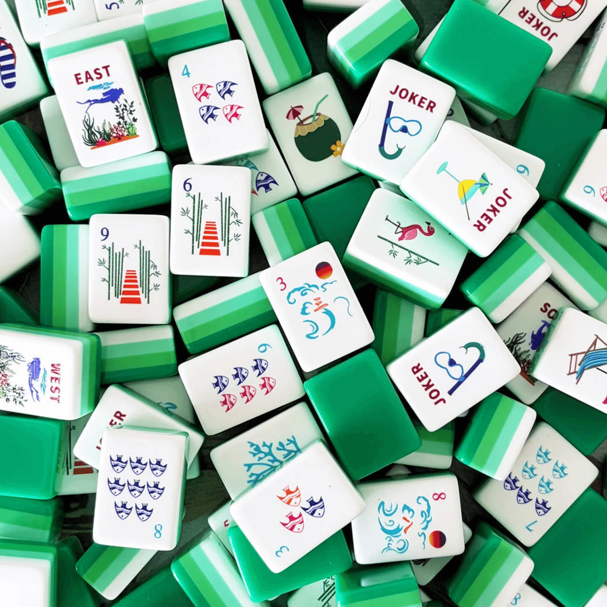 In Stock Beach Supplies New Mini Travel 4 Layer Engraved Acrylic Luxury 160 Ocean Green Set America Mahjong Tiles