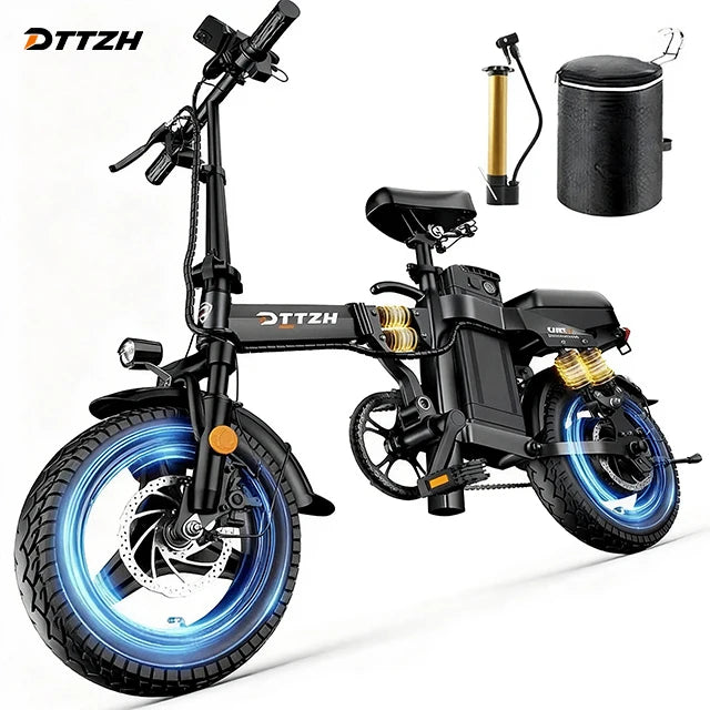 Free Shipping A12S  Hot Sale DTTZH US WareHouse Lithium Electric Bicycle 52v 25Ah Bike Foldable Electric Bike Carbon Steel 14"
