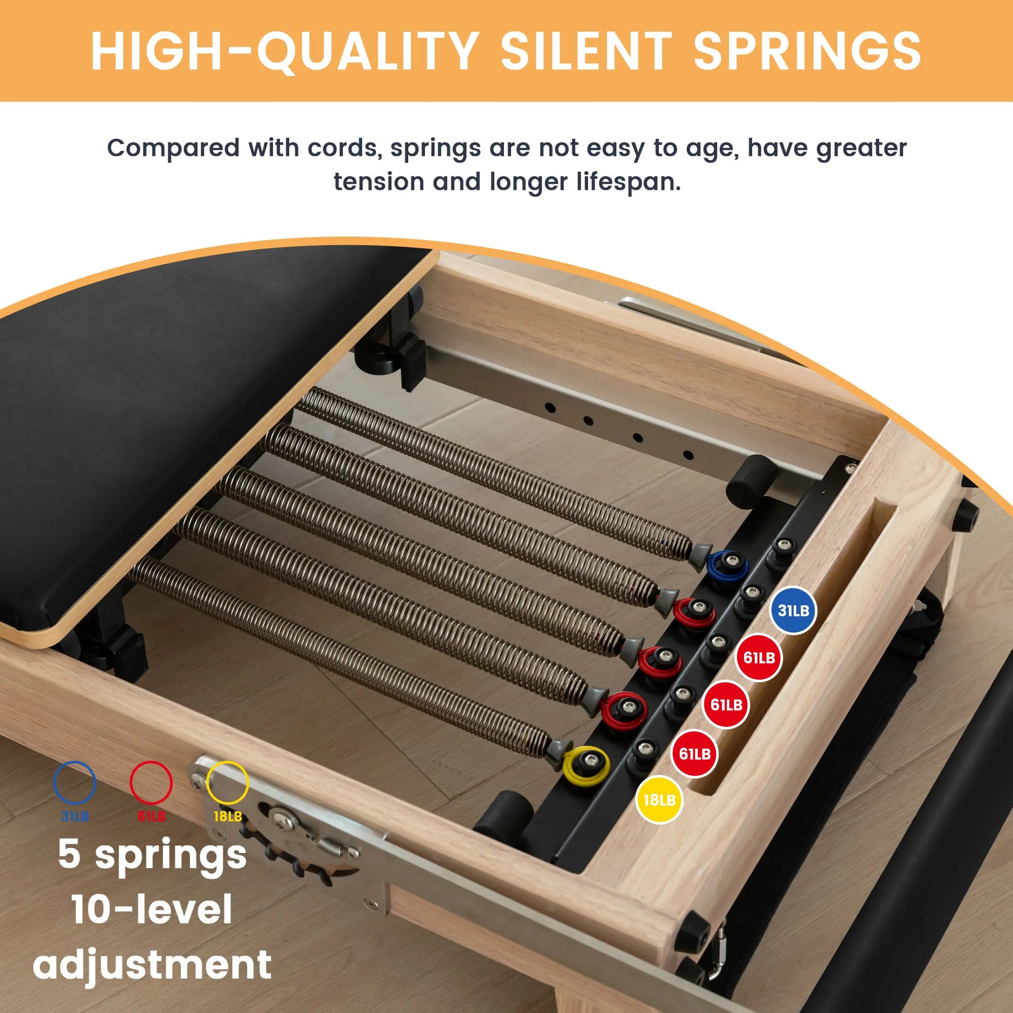 Usa Warehouse Local Stock Oak Foldable Studio Pilates Machine Pilates Equipment Home Professional Portable Pilates Reformers