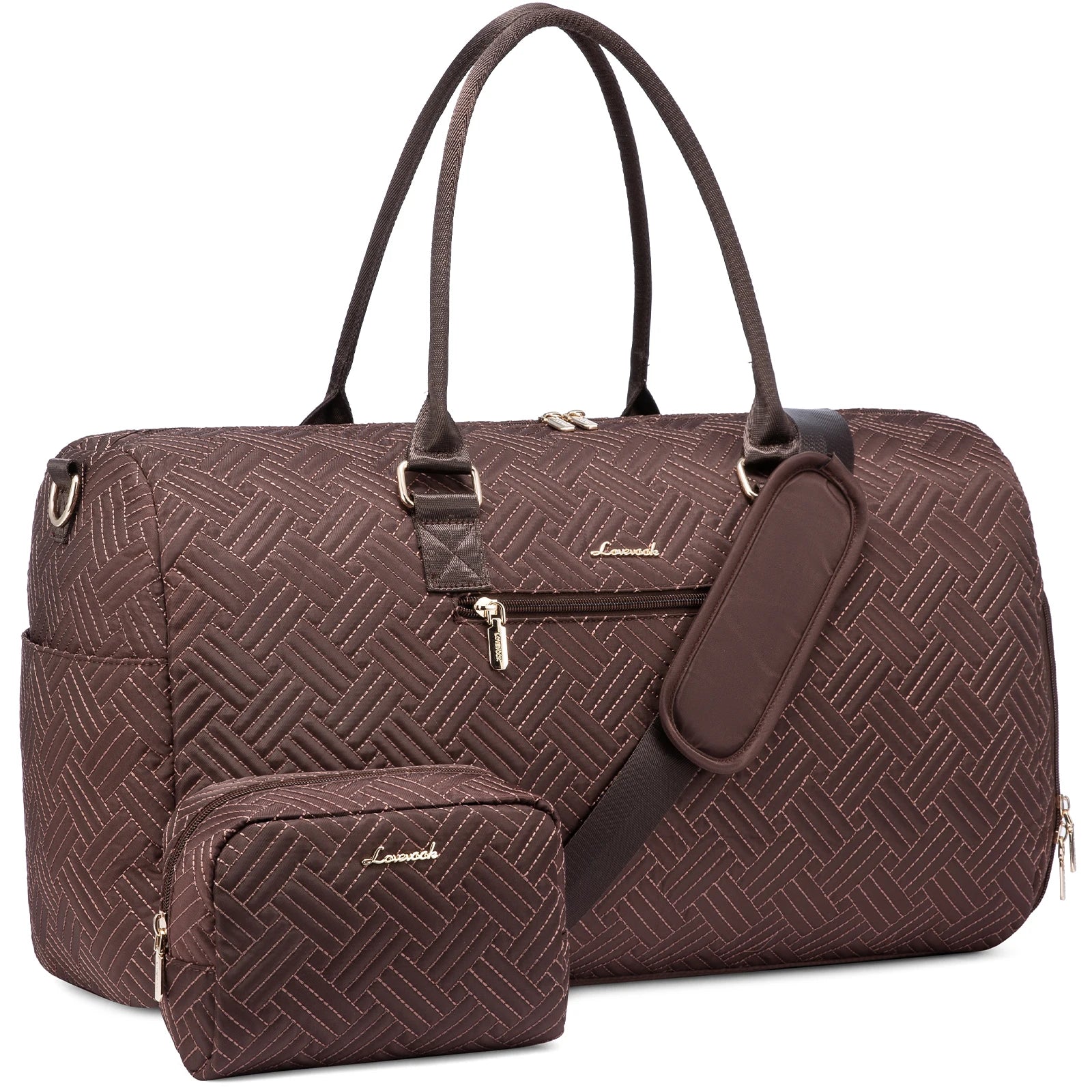 LOVEVOOK Fashion 2pc Gym Bag Travel Weekender Overnight Holdall Duffle Luggage With Shoes Compartment Women Overnight Duffle Bag