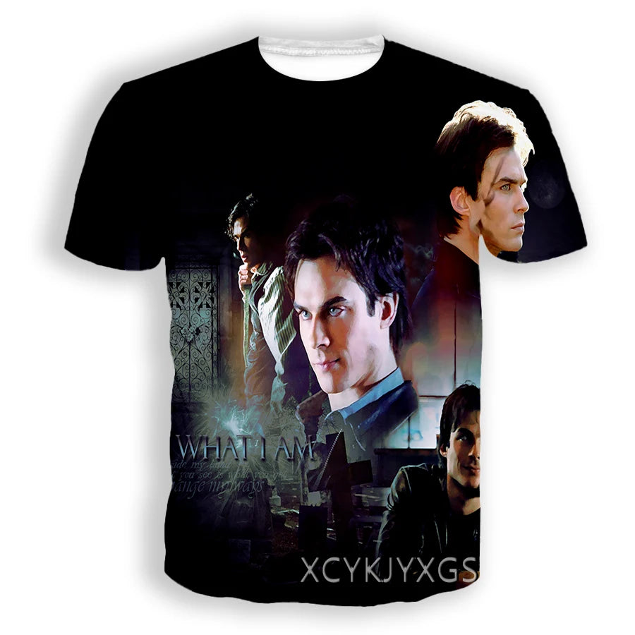 Men/Women TV The Vampire Diaries 3D Printed T-Shirt Damon Salvatore Short Sleeve Fashion T Shirt Sport Pullover Summer Tops 6XL
