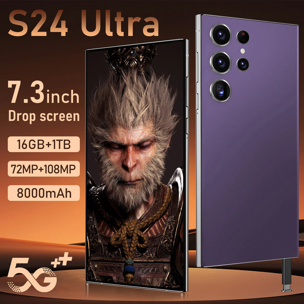 S24 Smart Cell Phone 120Hz Adaptive Refresh Rate Power-Efficient Smooth Battery-Saving Dual Sim HD Display 120W Quick for Gaming