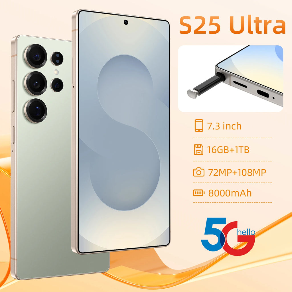 S25Ultra Mobile Reverse Wireless Charging 4K Resolution Screen Octa Core CPU 108MP Rear Supports French Spanish English CDMA LTE