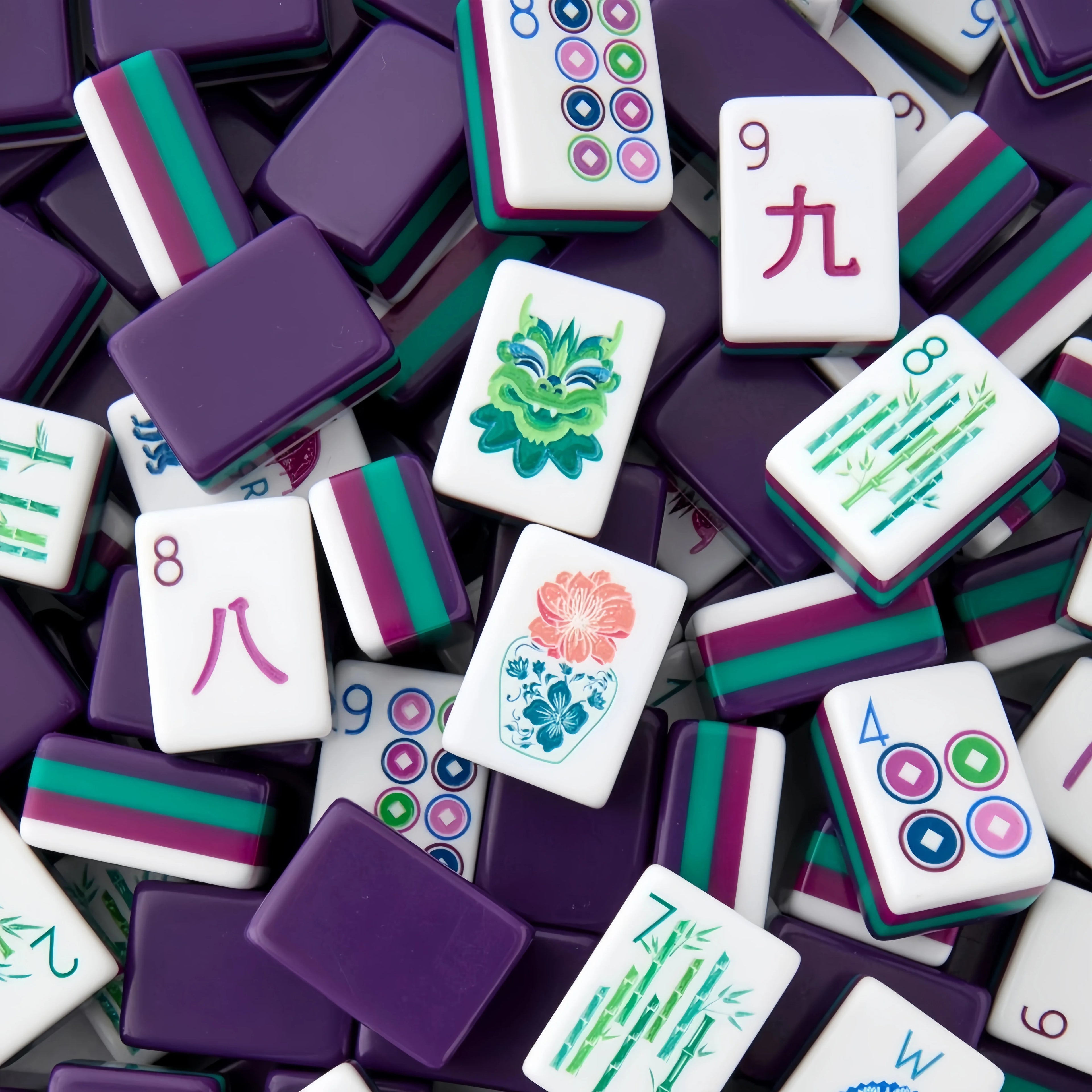 In Stock Beach Supplies New Mini Travel 4 Layer Engraved Acrylic Luxury 160 Purple Set America Mahjong Tiles