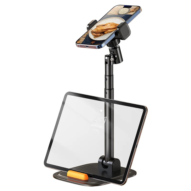 FEIXIANG Factory X66D Adjustable Dual Device Stand 3-Section 13-42cm Height Flexible Metal+Aluminum Foldable for Travel for Desk