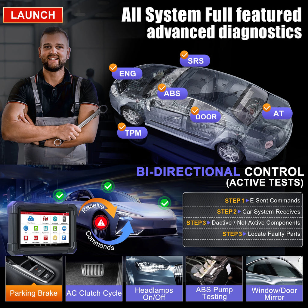 LAUNCH PRO3 ACE Full System Bi-directional Auto Diagnostic Scanner OBD2 Vehicle Code Reader Smart Diagnosis
