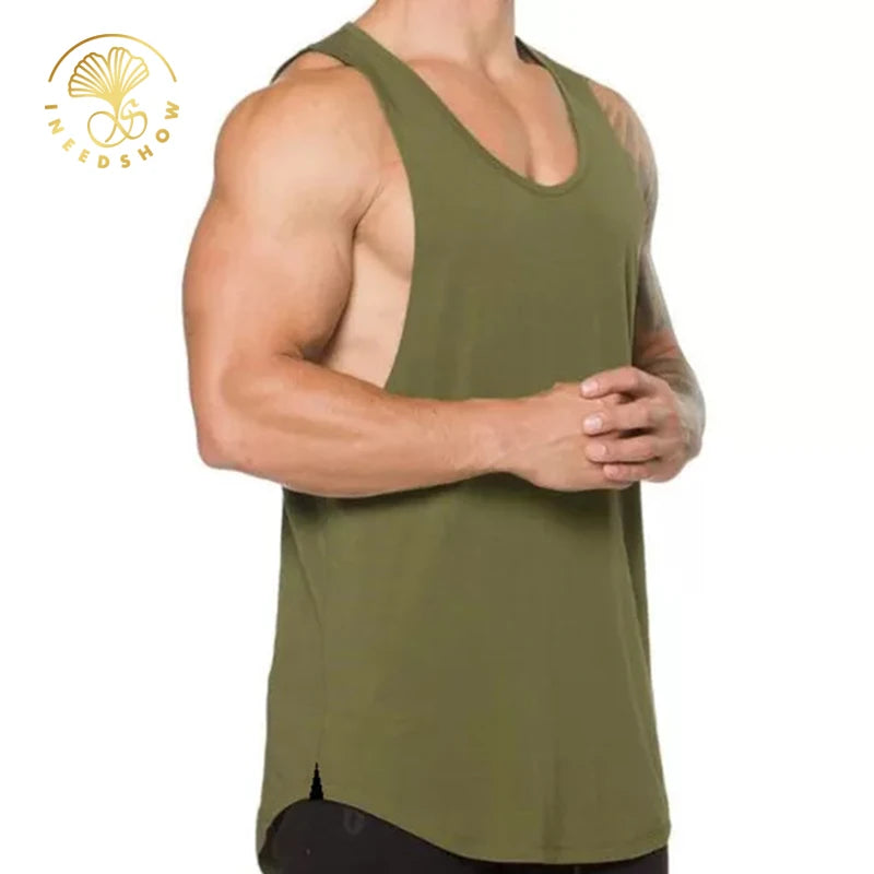 Custom Logo Running Workout Athletic Vest Fitness Wear Men Gym Stringer Muscle Cotton Men's Blank Sports Oversized Tank Tops