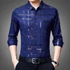 New Arrival Men's Casual Long Sleeve Satin Blouse Shirt Loose Fit Stand Collar Anti-Wrinkle Autumn Stripe Print Wholesale