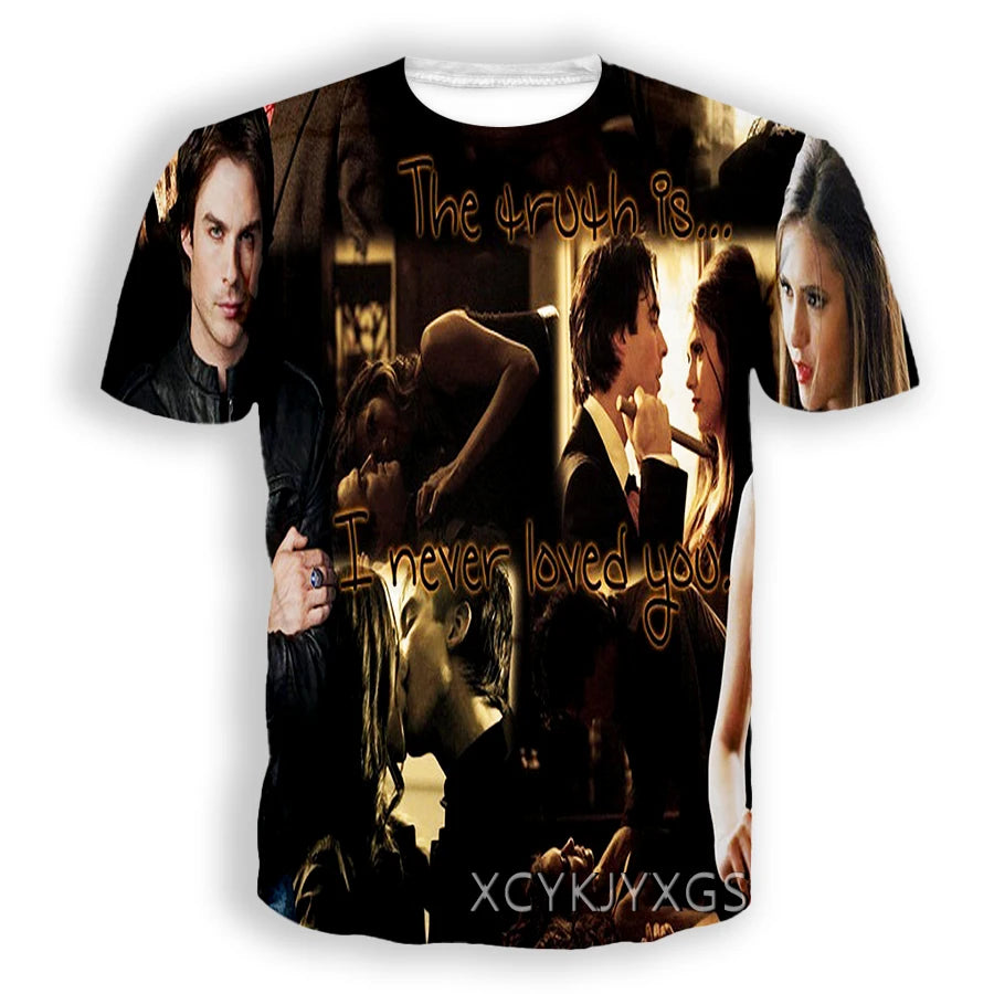 Men/Women TV The Vampire Diaries 3D Printed T-Shirt Damon Salvatore Short Sleeve Fashion T Shirt Sport Pullover Summer Tops 6XL