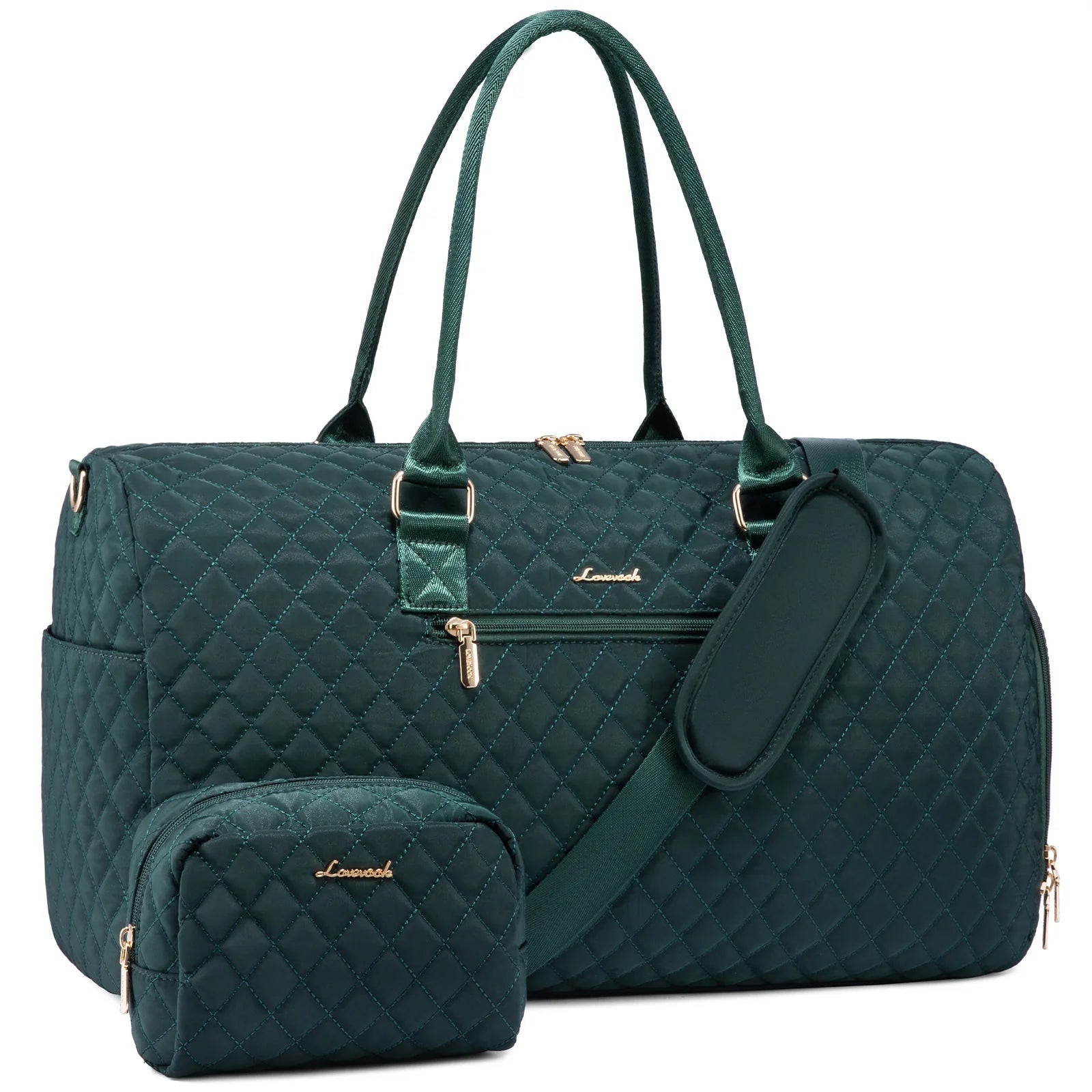 LOVEVOOK Fashion 2pc Gym Bag Travel Weekender Overnight Holdall Duffle Luggage With Shoes Compartment Women Overnight Duffle Bag