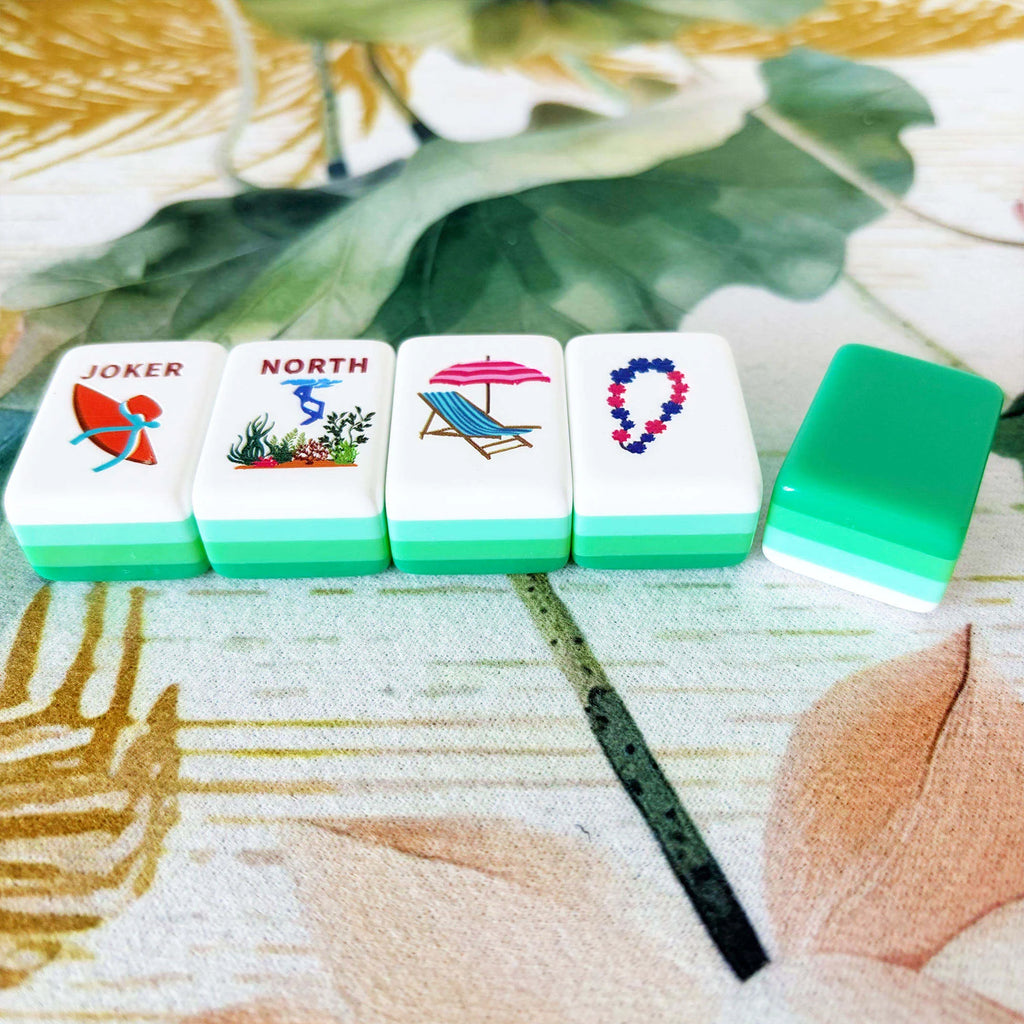 In Stock Beach Supplies New Mini Travel 4 Layer Engraved Acrylic Luxury 160 Ocean Green Set America Mahjong Tiles