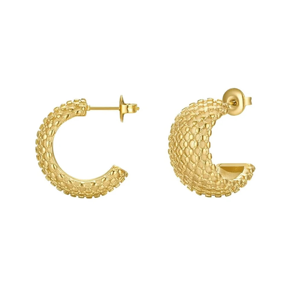 Golden 18K Solid Gold Trendy Hoop Earrings for Women with Pearl Detail-Everyday Wear Fine Jewelry