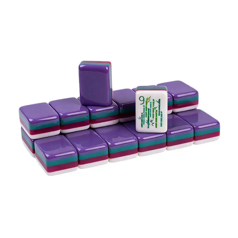 In Stock Beach Supplies New Mini Travel 4 Layer Engraved Acrylic Luxury 160 Purple Set America Mahjong Tiles