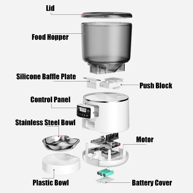 Hot Selling App-Controlled Feeder for Cats and Dogs Portable Stainless Steel Automatic Feeding System for Busy Multi-Pet Homes