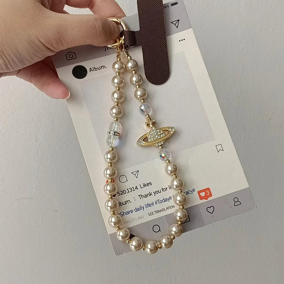 Luxury Galaxy Star Beaded Phone Lanyard Sparkling Glitter Strap Chain for iPhone 16 Pro Max Fashionable Handbag Accessory Charm