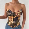 2023 New Slim Waist Short Tops Fish Bone Cross Strapping Women's Clothing Strapless Sexy Corset Crop Top