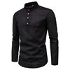 Men's Slim Fit Long Sleeve Cotton Polyester Shirt - Autumn Casual Business Blouse Top (Custom Logo Available)