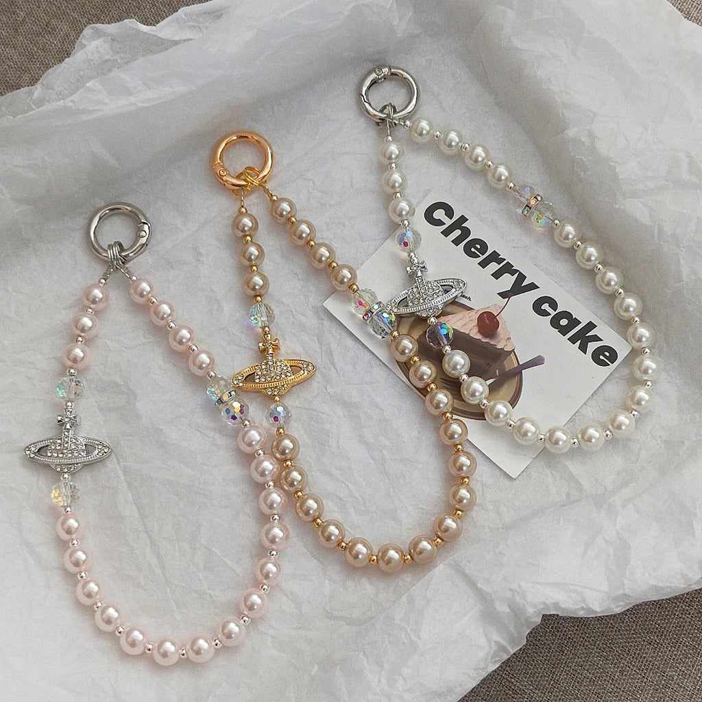 Luxury Galaxy Star Beaded Phone Lanyard Sparkling Glitter Strap Chain for iPhone 16 Pro Max Fashionable Handbag Accessory Charm