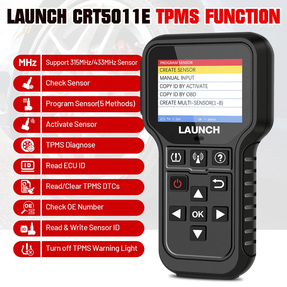USA EU Warehouse Launch CRT501IE TMPS Sensor Car Obd2 Elm327 Scanner Automotriz Code Reader Diagnostic Tools