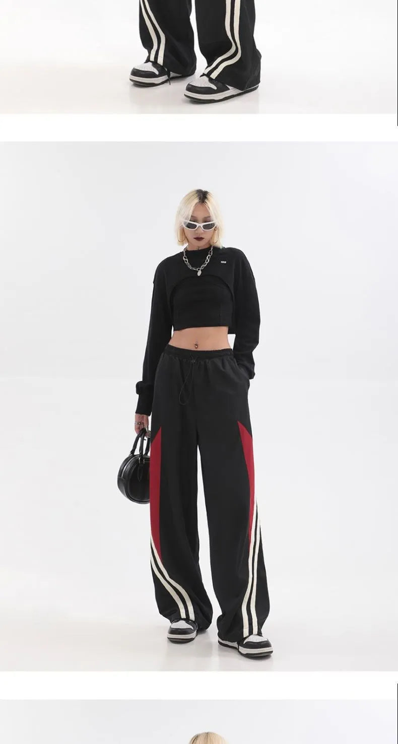 Y2K Streetwear Joggers Pants Women Casual Oversized Wide Leg Cargo Pantgs Trousers Tech Sweatpant Harajuku Parachute Baggy Pants