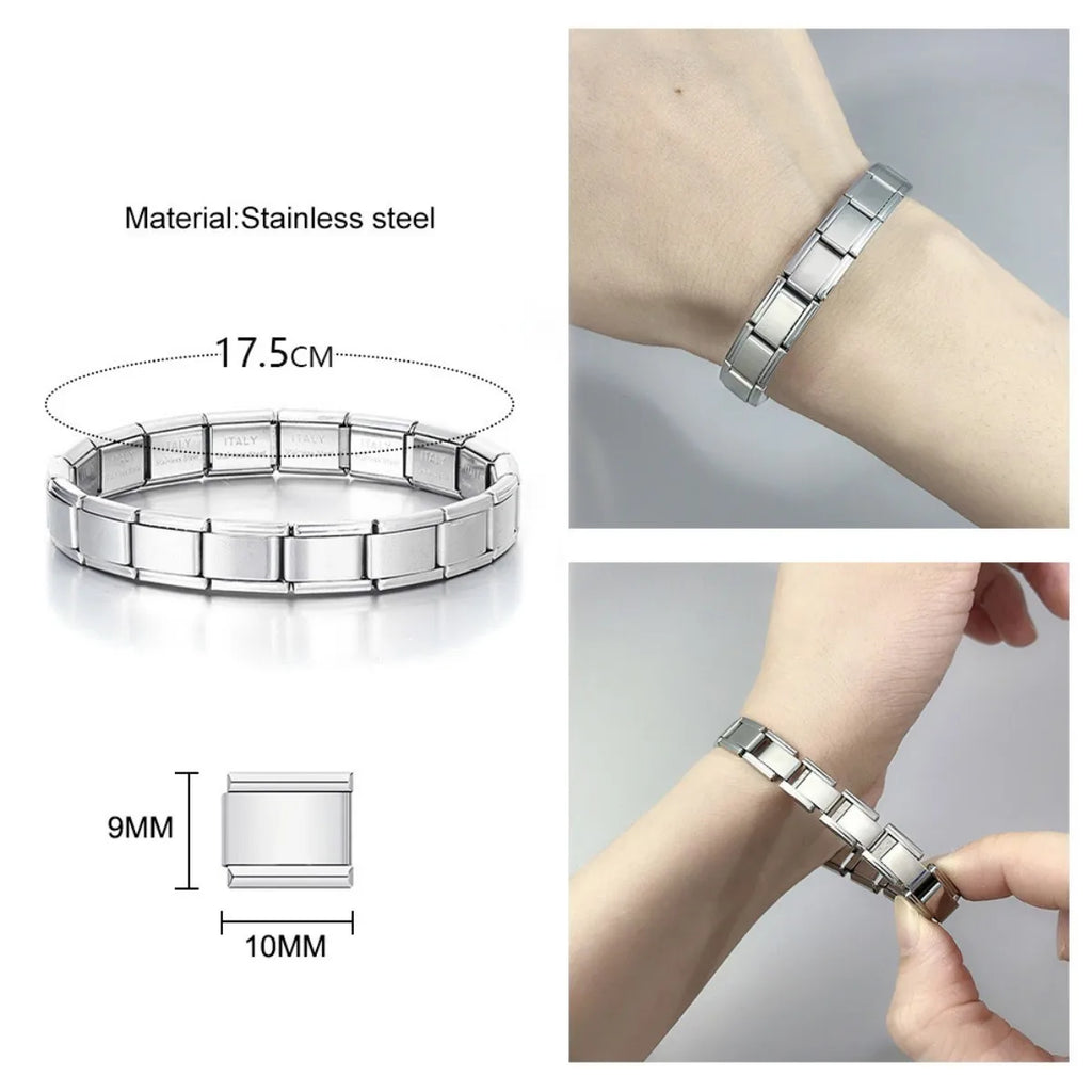 9 mm Wide Stainless Steel Bracelets Simple Trendy Style Daily Wear Silver-Color Charm Bracelet For Women On Party Unisex Style
