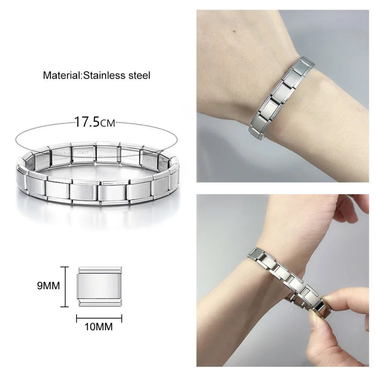 9 mm Wide Stainless Steel Bracelets Simple Trendy Style Daily Wear Silver-Color Charm Bracelet For Women On Party Unisex Style