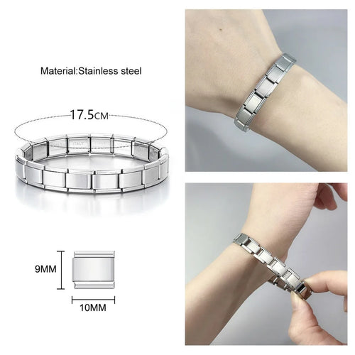 9 mm Wide Stainless Steel Bracelets Simple Trendy Style Daily Wear Silver-Color Charm Bracelet For Women On Party Unisex Style
