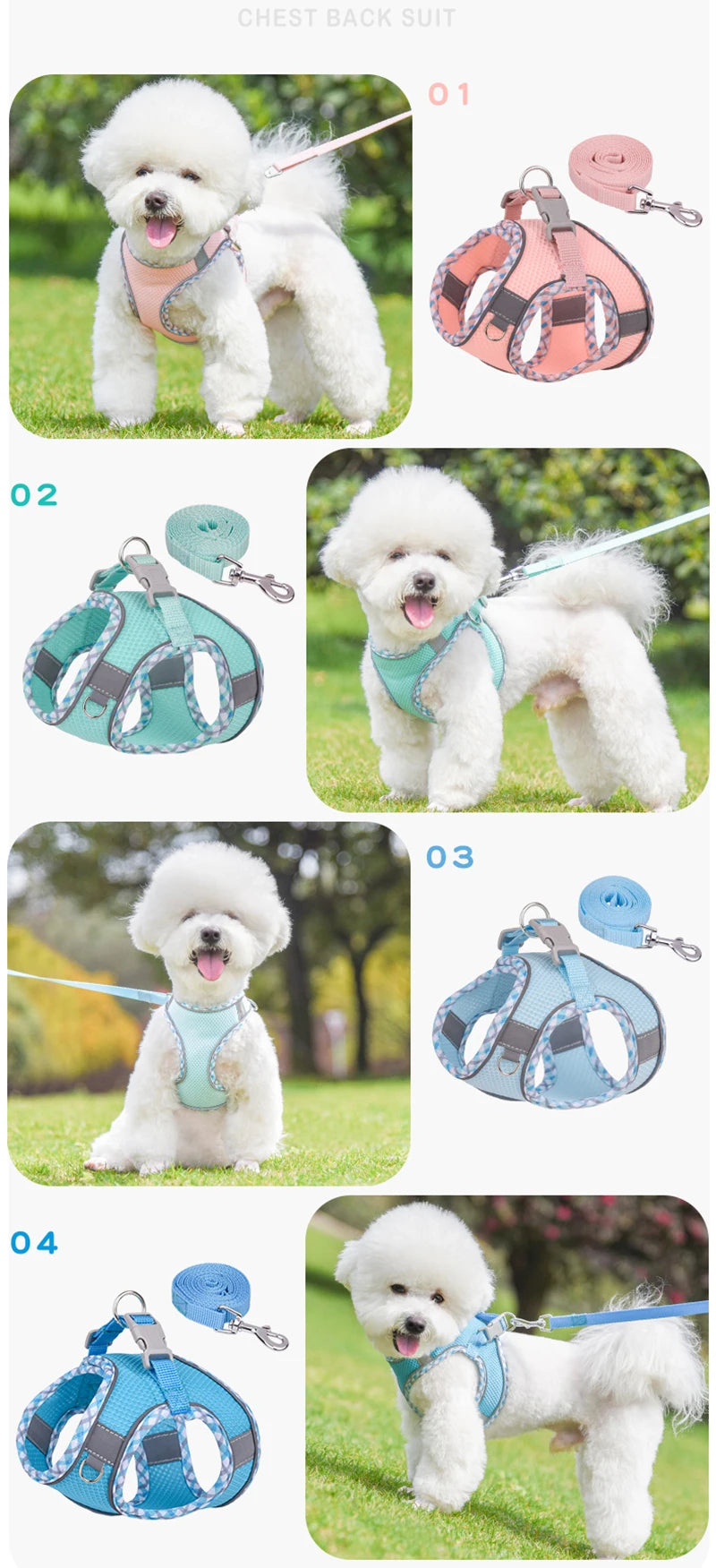 New Arrivals Cat Dog Harness and Leash Set Reflective Breathable Pet Vest Harnesses for Small Dogs Cats Outdoor Walking Puppy