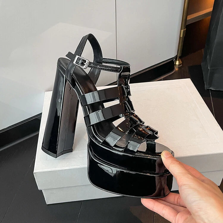 2024 Ladies High Heels Double Waterproof Platform Sandals for Women Luxury Brand Designer Summer Party Chunky Pumps and Shoes