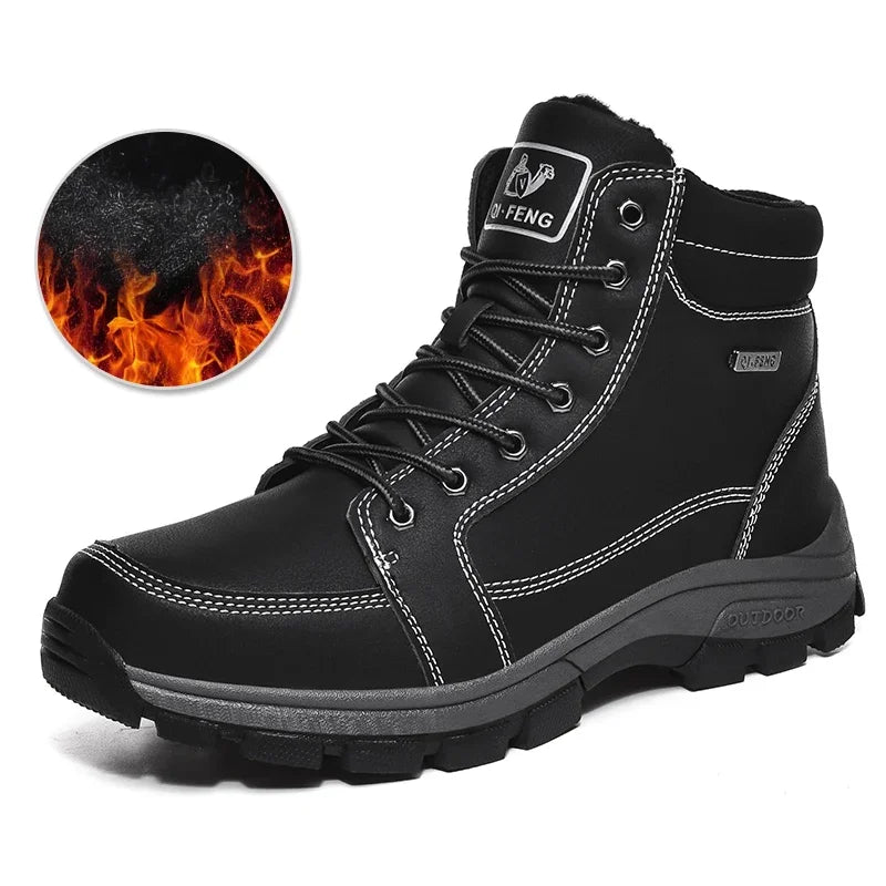 Yellow Ankle Boots Cowboy Footwear Snow Warm Fur Sneakers Padded Trekking Black Waterproof Leather Men Hiking Shoe Winter Summer