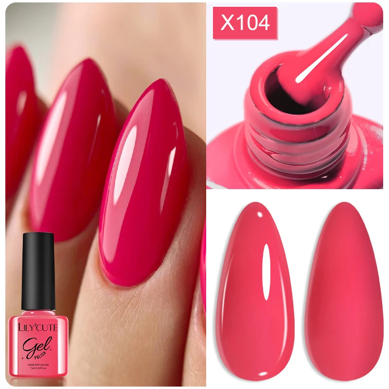 LILYCUTE 7ML Black White Color Gel Nail Polish Summer Colorful Gel Nail Art Semi Permanent UV Gel Soak Off UV LED Gel Varnishes