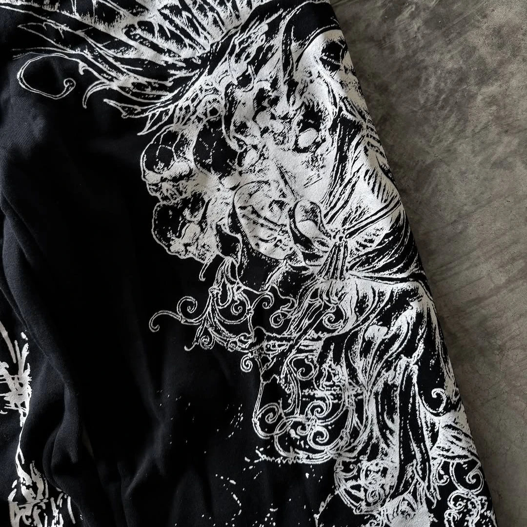 Y2K Retro Casual Pants Gothic Skull Direct Spray Printing Floor Pants Oversized Unisex Streetwear Fashion Men's Clothing Joggers