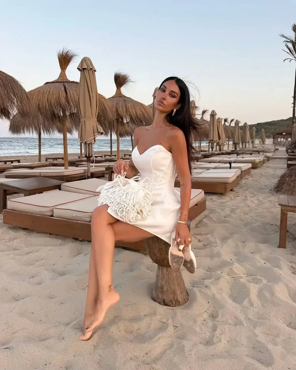 Fashion Women Strapless Backless Dress Off-shoulder Corset Bustier Party Club Dresses 2025 Chic Lady Waist Cinching Evening Gown