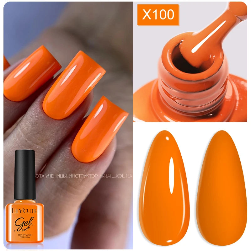LILYCUTE 7ML Black White Color Gel Nail Polish Summer Colorful Gel Nail Art Semi Permanent UV Gel Soak Off UV LED Gel Varnishes