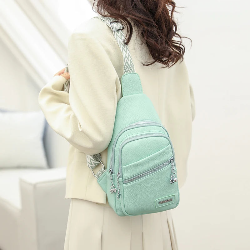 Women Bag Chest Bag Summer Creative Style Shoulder Wear Resistant Messenger Bag PU Leather Crossbody Bag Sling Bags for Woman
