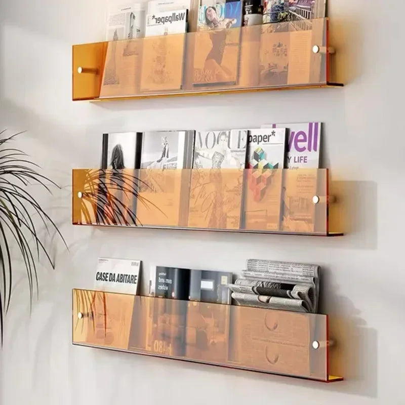 Children's Book Shelves Creative Acrylic Storage Rack Wall Mounted Picture Book Holder Magazine Display Shelf New Arrivals