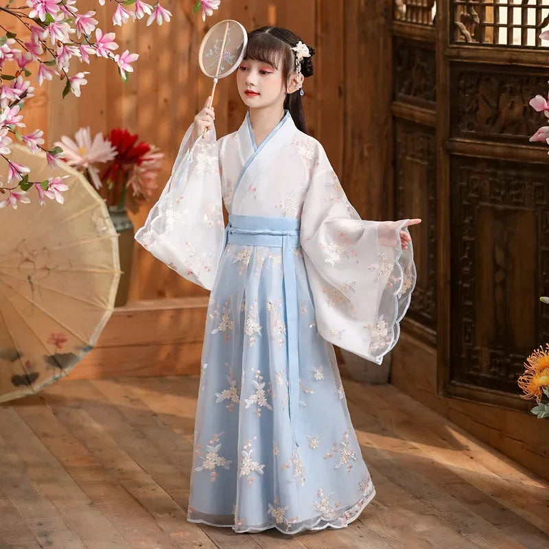 Kids Fairy Tang Costume Girls Casual Dresses Hanfu Girl Summer Children's Clothing Outfit Princess Dress Baby Vestido Robe Fille