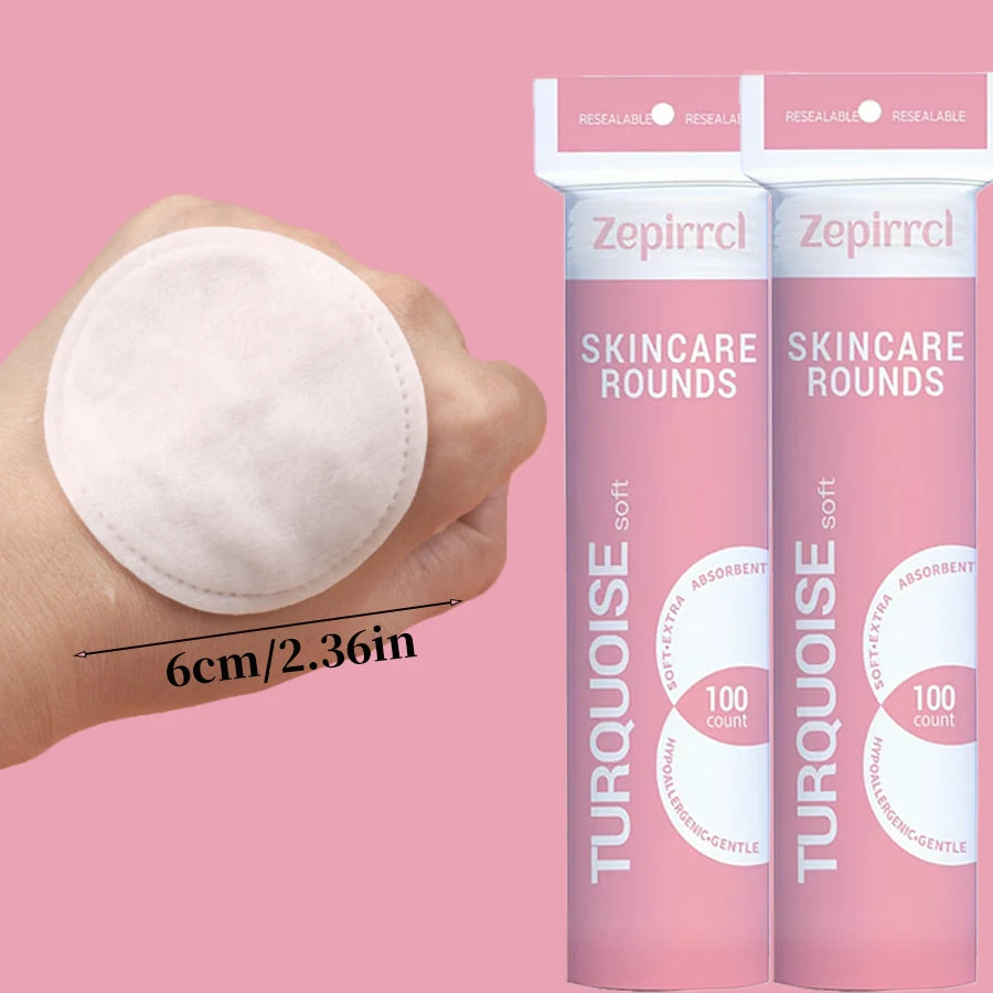100/300Pcs Disposable High-Quality Round Makeup Pads, Cleansing Pads, Hydrating Makeup Remover Pads, Soft and Skin-Friendly, Suitable for All Skin Types, Facial Makeup, Cleaning, Care Tools, Portable Pack 6*6cm