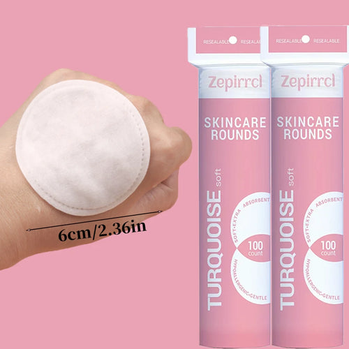 100/300Pcs Disposable High-Quality Round Makeup Pads, Cleansing Pads, Hydrating Makeup Remover Pads, Soft and Skin-Friendly, Suitable for All Skin Types, Facial Makeup, Cleaning, Care Tools, Portable Pack 6*6cm