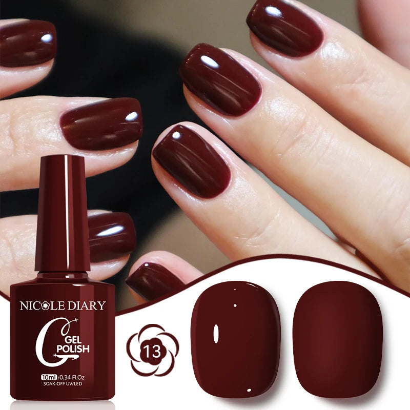NICOLE DIARY Glass Beads Cat Magnetic Gel Nail Polish Spring Summer Gel Nail Sparkly Gel Varnish Soak off Nail Manicure Art