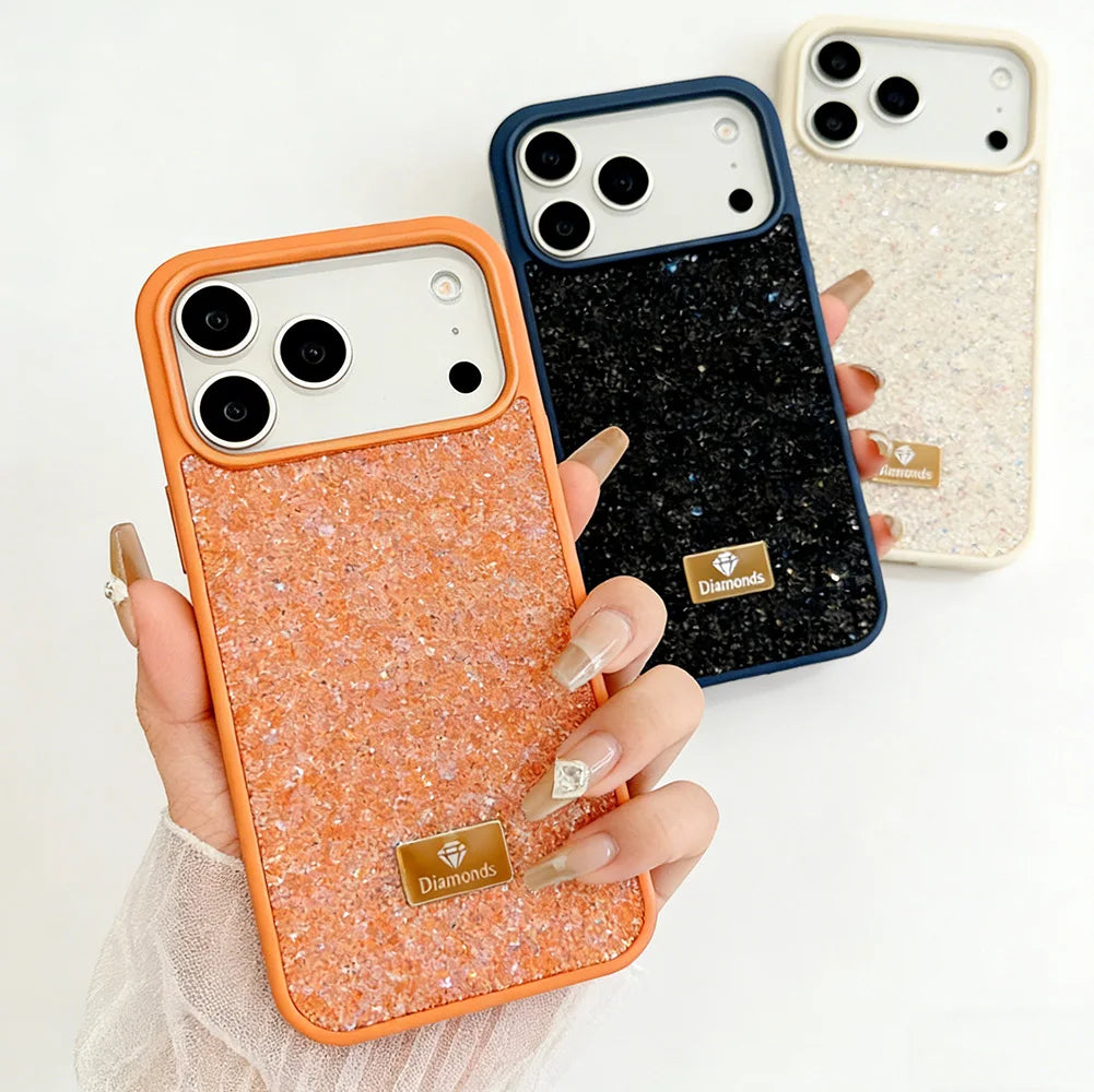 Luxury Bling Diamond Phone Case for iPhone 17 Pro Max 17 Pro Air 16 Pro 15 + 14 13 12 11 Glitter Trendy Style Protect Cover