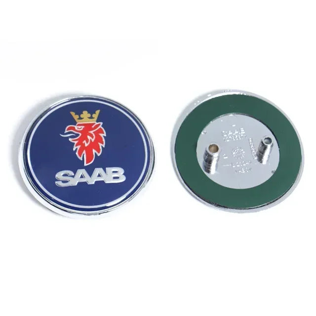 68mm 2 3 Pins SAAB Car Front Hood Bonnet Logo Rear Trunk Bumper Badge For SAAB 9 3 9 5 9-3 9-5 SAAB Emblem Sticker Accessories