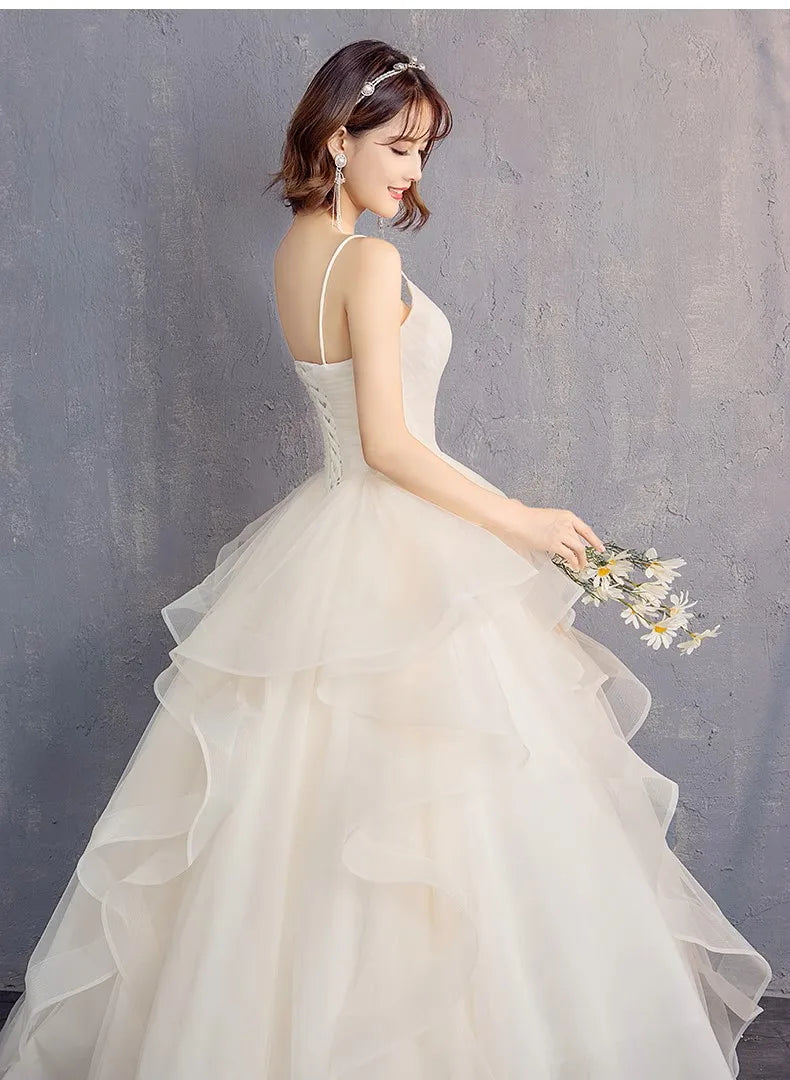 MDYS- A58#Strap 2025 New Summer Bride Ball Gown Floor-Length Champagne Wedding Dress Long Cheap Wholesale From Factory Outlet