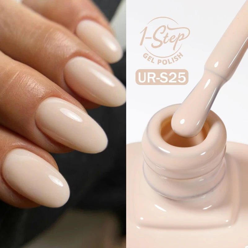 UR SUGAR 1-step Gel Polish 12ML Glitter Nail Spring Summer White Nude Pink Gel Nail Polish 3 IN 1 No Need Base Gel and Top Coat