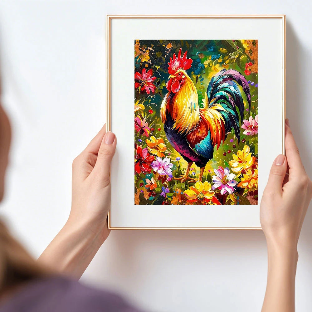 Huacan New Arrivals 2026 Diamond Painting Rooster Flower Diamond Mosaic Animal Complete Kit Craft kit