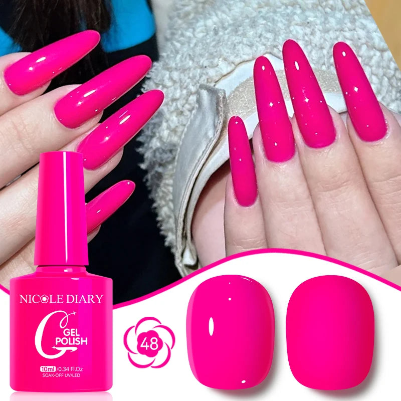 NICOLE DIARY Glass Beads Cat Magnetic Gel Nail Polish Spring Summer Gel Nail Sparkly Gel Varnish Soak off Nail Manicure Art