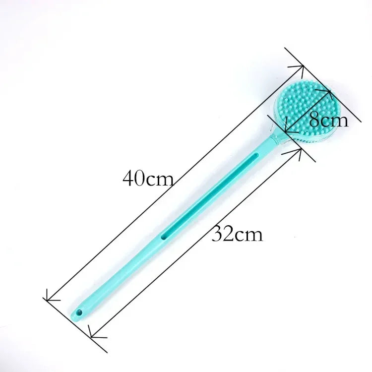 Double-Sided Shower Body Brush Silicone Long Handle Bathroom Wash Brush Bathing Massages Back Body Exfoliating Brush 1pc