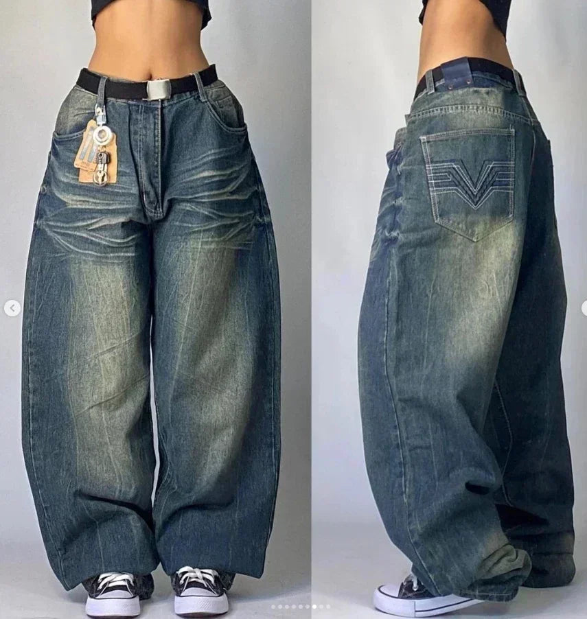 Affliction New Jeans American New Fashion Embroidered Loose Jeans Men and Women Street Casual Floor Mopping Pants
